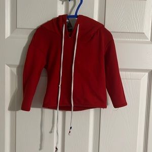 Boys Size 90/2T hooded sweater plaid hood